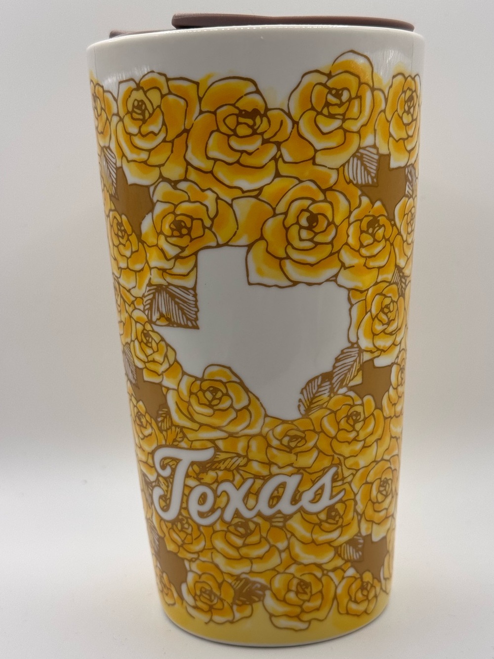 Starbucks 2021 Texas Yellow Rose Ceramic Travel Tumbler. 12 fl oz.